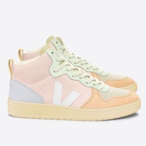 Veja V-15 leather high top pastel pink yellow “petal” excellent condition